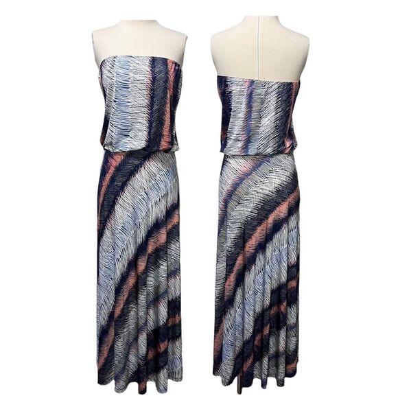 Veronica M Womens Maxi Dress Strapless Solana Multicolor Blouson Size XS - Picture 1 of 10